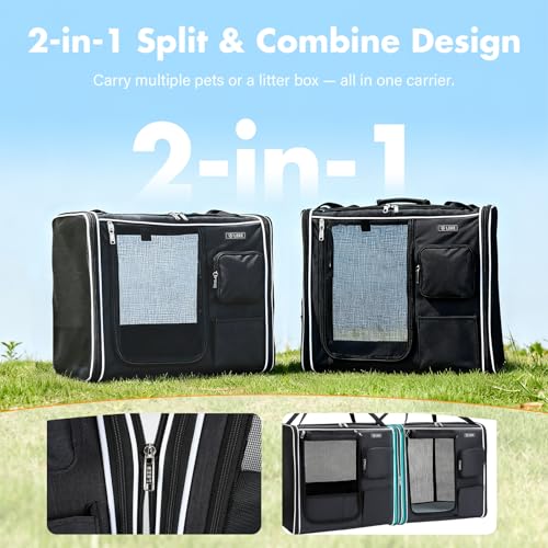 Large Cat Carrier Soft Sided (Foldable Black)