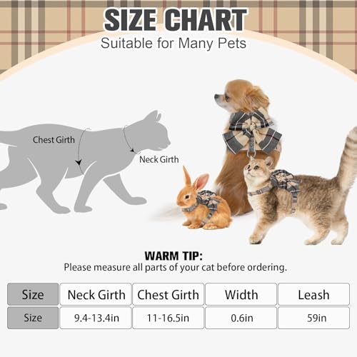 Cat Harness and Leash Set Escape Proof with Bow Knot (Beige)