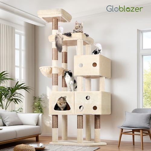 Extra Large Cat Tower for Big Cats 20 lbs (81 inch / Beige)