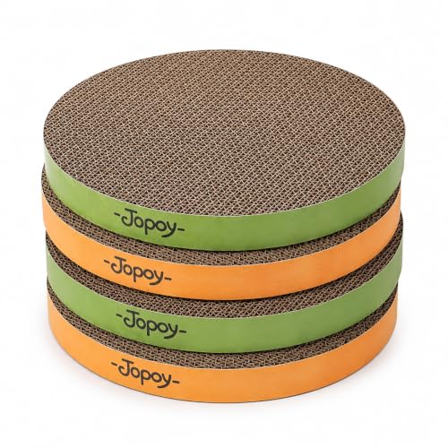 Round Cat Scratcher Replacement Pads (Yellow and Green / 10 * 10inch 4PCS)