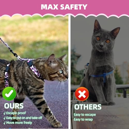Cat Harness and Leash Set (Small / Pink Leopard Print)