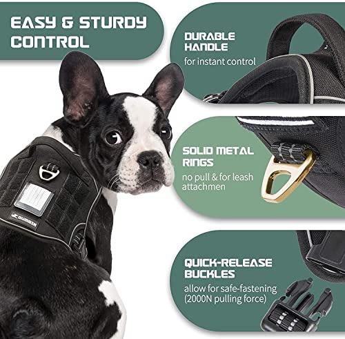 Tactical Dog Harness for Small Dogs No Pull (Black / XS(Neck:10-12", Chest:12-21"))