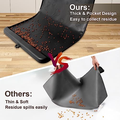 Dog Food Mat Silicone Dog Mat for Food and Water (Black / 36"L x 24"W)