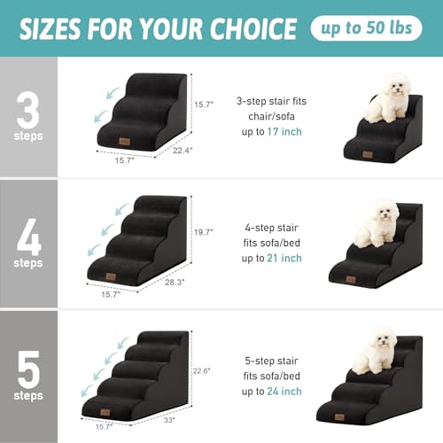 Dog Stair for Small Dog 15.7" H (Black / Standard:15.7"x22.4"x15.7")