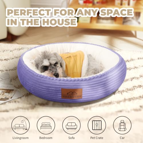 23in Violet Round Dog Bed Sofa for Dogs Cats (Violet / Medium)