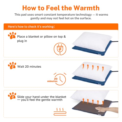Pet Heating Pad for Cats & Dogs (Blue / 28.0"L x 20.0"W x 0.6"Th)