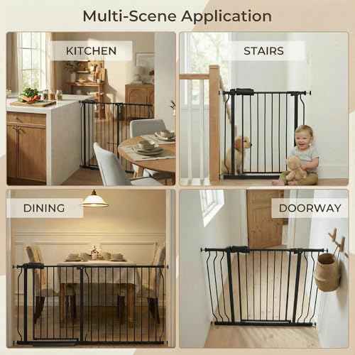 Extra Wide Baby & Dog Gate 85.8 (Black / 85.8"-90.5"/218-230CM)