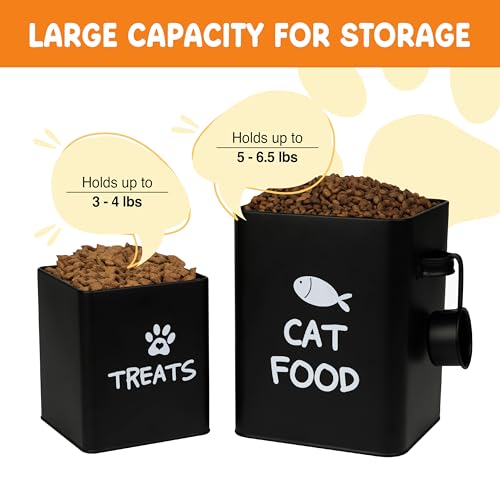 Airtight Cat Food Storage Container with Bamboo Lid & Scoop (Matte Black)