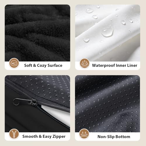Waterproof Orthopedic Dog Bed for Large and Extra Large Dogs (Black / 42"L x 30"W x 7.5"Th)