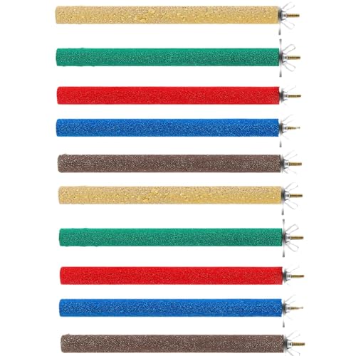 10 Pcs Parrot Perch Stand Bird Perch Stand Toy Colorful Paw Grinding Stick Cage Wooden Parakeet Perch Accessories for Cockatiels (15CM)