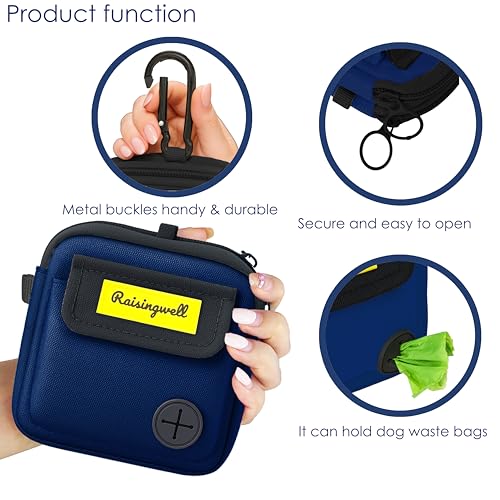 Dog Treat Pouch for Pet Walking and Training with Clicker (Two Bag / d5.Blue1)