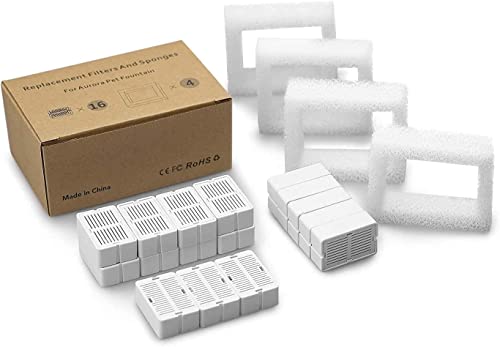 16 Pack Cat Water Fountain Filter with 4 Foam