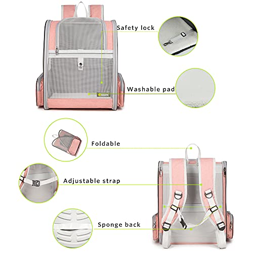 Innovative Traveler Bubble Backpack Pet Carriers for Cats and Dogs (Mesh Pink)