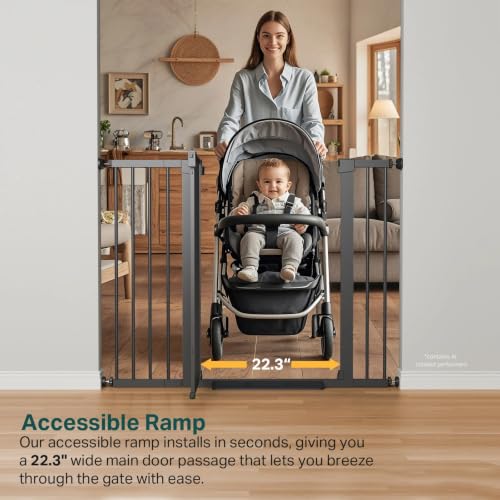 36" Extra Tall Baby Gate for Stairs (Black / 30-48"W x 36"H)