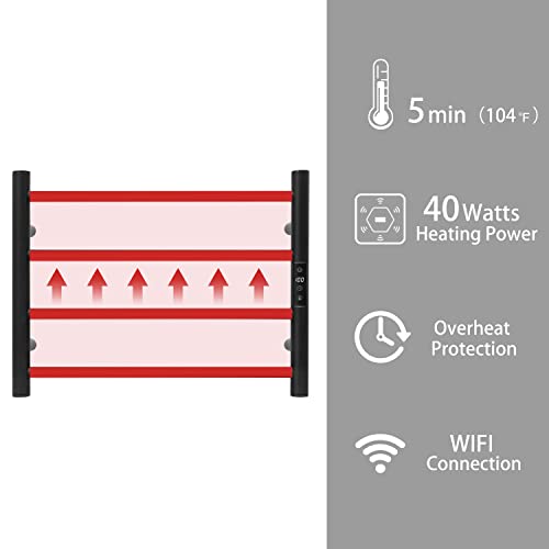 Smart WiFi Towel Warmer Wall Mounted with Built (Wifi Version / Matte Black-4 Bars)