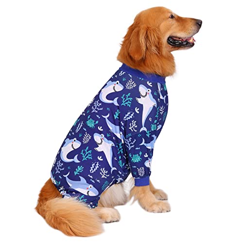 Dog Pajamas One Piece Light Comfy Pjs Pet Costume M (X-Large / Sharks)