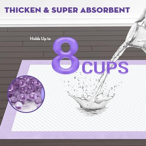 Puppy Pads with Adhesive Tabs Leak Proof Lavender Scent 30x36in 40Ct (Extra Large-30x36in(40Ct))