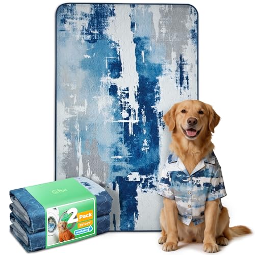 Washable Pee Pads for Dogs (Tie-dye Blue / 29" x 47" (2 Packs))