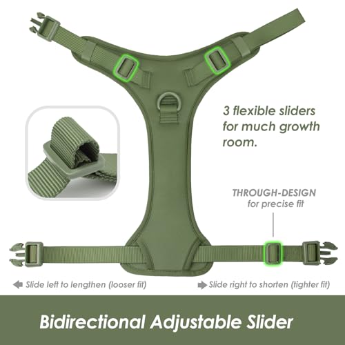 No Pull Dog Harness for Small Sized Dogs (Misty Green / XS(Neck:11.8-16.5", Chest:14.2-19.7"))
