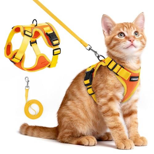Cat Harness and Leash Set (Orange & Yellow / Xs)
