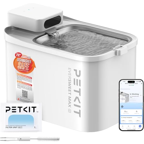 EVERSWEET MAX 2 Cat Water Fountain Dishwasher Safe (White-Dishwasher Safe / 3L)