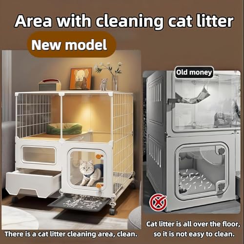 Indoor cat cage with Litter Box (28.0"L x 18.0"W x 34.0"H)