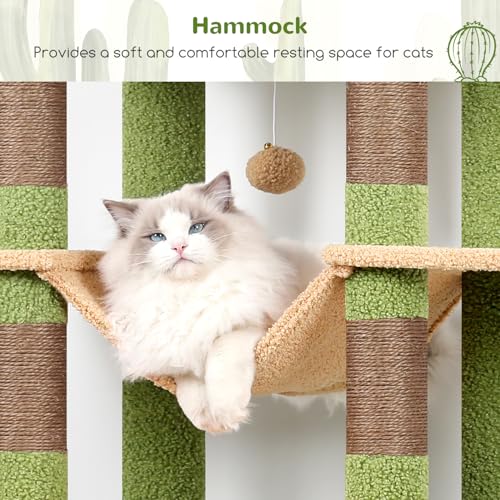 Cactus Giant Tall Heavy Duty Cat Tower for Indoor Large Cat (Green / 83 inch)