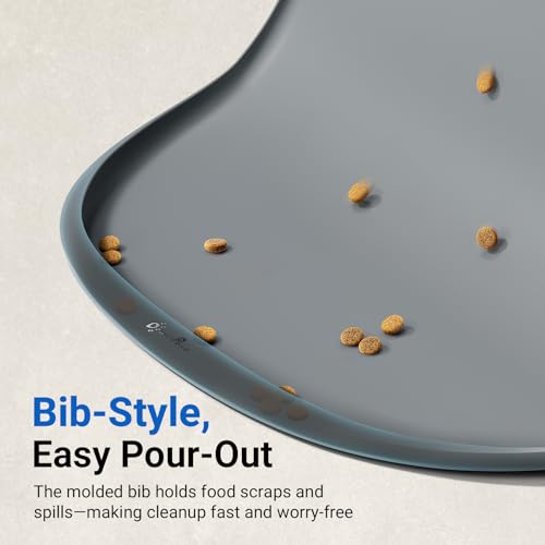 Dog Food Mat Silicone Waterproof Feeding Mat (24"L x 17"W / Gray)