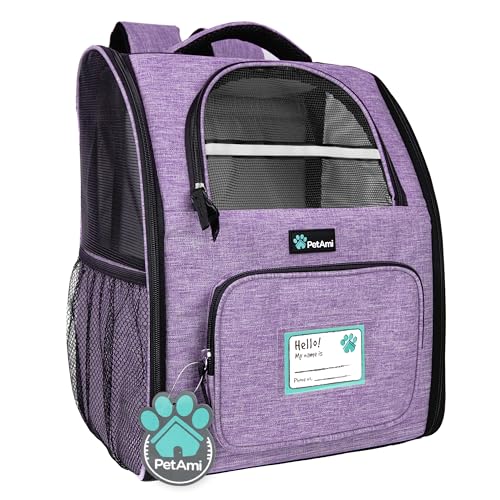 Dog Backpack Carrier Airline Approved Cat Pet Puppy Bag (Heather Purple)