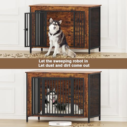 47.24" Dog Crate Furniture for 1 or 2 Dogs (Brown / 47.2"L x 28.4"W x 37.0"H)