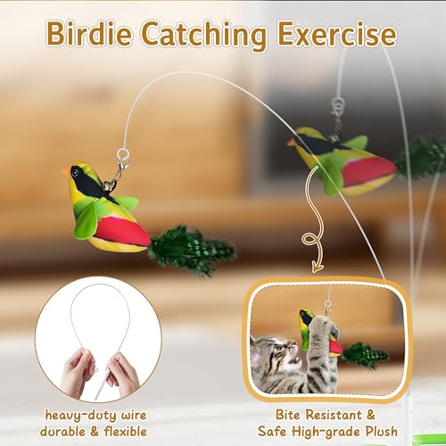 3-in-1 Automatic Interactive Cat Toy, Flying Bird, Mole & Feather (White)