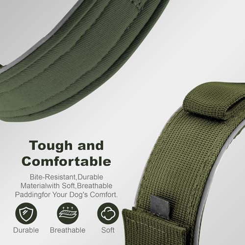 Tactical Dog Collar with IPX8 Waterproof AirTag Holder (ArmyGreen / XL(19.5"-24.8"))