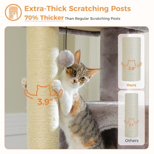 Cat Tree for 30lbs Large Cats (Grey / 57.8 Inches)