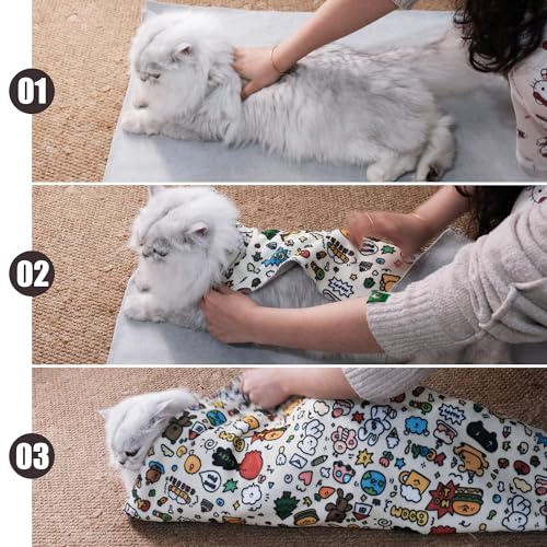 21.7" Cat Grooming Wrap Cat Wrap for Cutting Nails L (M-21.7inch (within 6lbs) / #A1)