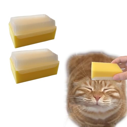 2PC Soft Cat Brush for Grooming (yellow)