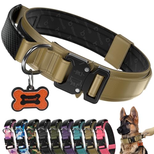 Premium Tactical Dog Collar (Khaki / L: Fits Neck 17.5"-21.5")