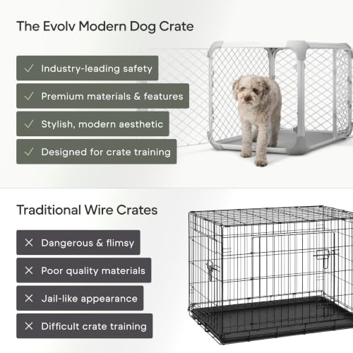 Evolv Modular Dog Crate for Dogs 18 (Intermediate (38.1"L x 24.9"W x 25.6"H) / Ash)