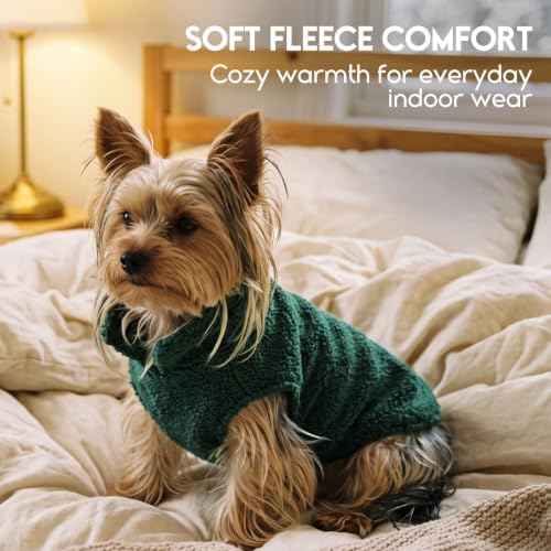 Sherpa Dog Sweater Small Dog Vest Puppy Shirt for Small Medium Dogs (Medium / Darkgreen)