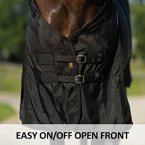 Dura Nylon Horse Stable Sheet (Horse Size 74 / V-Free |Closed Front | Legstrap with Tail / Black)