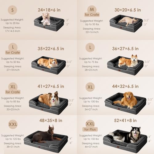 Orthopedic Dog Bed Medium Size Dog (Dark Grey / 30.0"l X 20.0"w X 6.5"th)