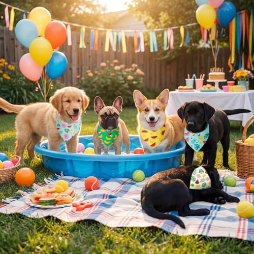 200 Pcs Summer Hawaiian Dog Bandanas Bulk (Bright Color / Summer)