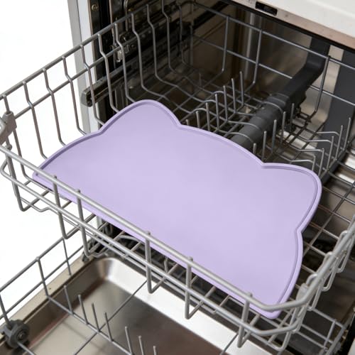 Cat Food Mat Silicone Non Slip Dog Bowl Mat Waterproof Cat Feeding Mat Stop Food Spills and Water Messes Out to Floor Pet Food Mat (Periwinkle Blue / 17" x 10")