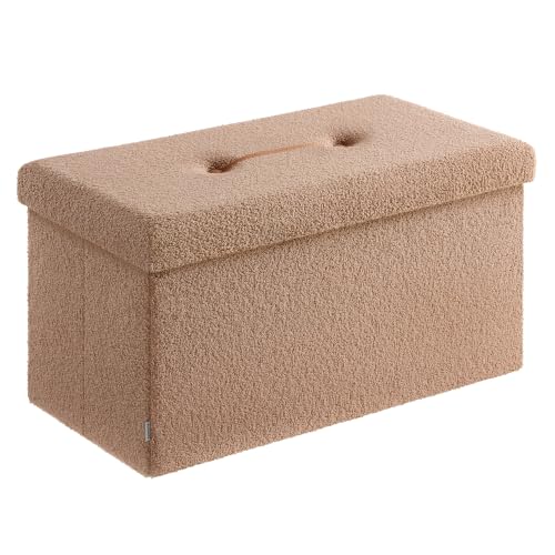 Medium Folding Storage Ottoman Bench (Camel Brown / 15"D x 30"W x 15"H / Cosy)