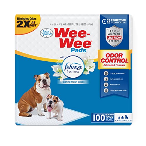 Wee Wee Odor Control with Febreze Freshness Pee Pads for Dogs & Puppies (100 Count)