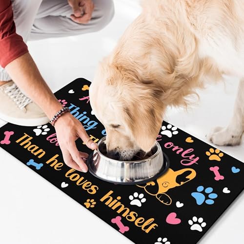 Pet Feeding Mat for Floors Waterproof Dog Mat for Food and Water Absorbent Quick Dry Non Slip mat for Cat Bowls (30"L x 17"W / Black)