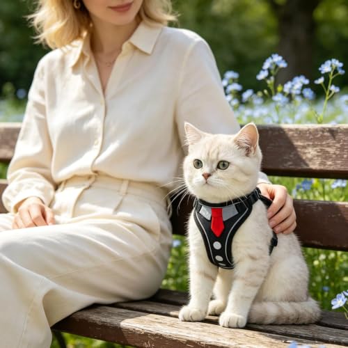 Cat Harness and Leash (Black Suit / Medium (Chest: 16 - 20"))