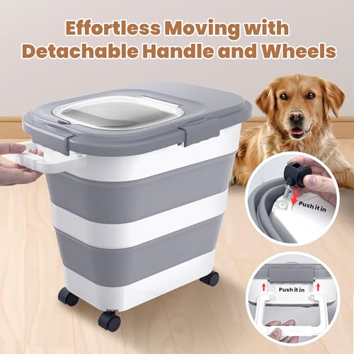 23 25Lbs Airtight Dog Food Storage Container (Grey/25 LBS)