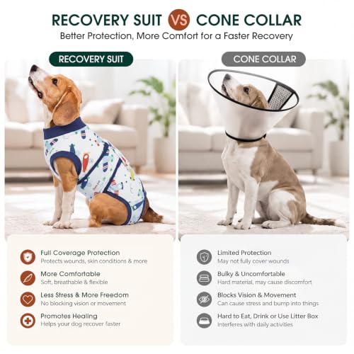 Recovery Suit for Dogs Cats (Large (Back:16.1-20.1'', Weight:23-48 Lb) / Sky Aviator)