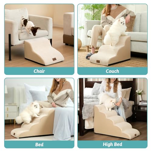 Dog Stair for Small Dog 11.8" H (Beige / Standard:15.7"x19.7"x11.8")