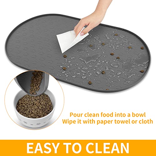 Dog Food Mat Spill (Grey / 19"L x 12"W)